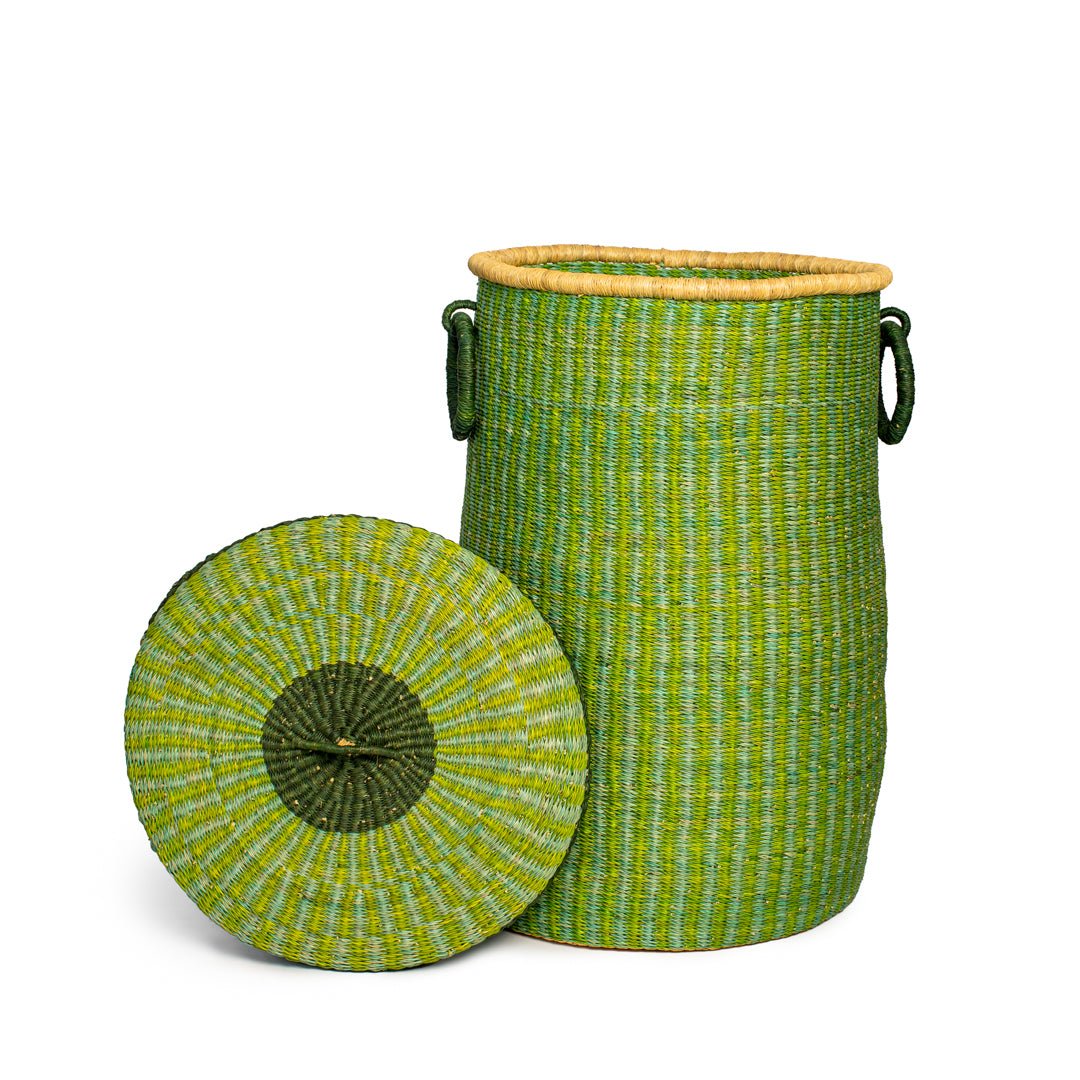 Leaf Hand - Woven Lidded Laundry Basket - Zaarefolks