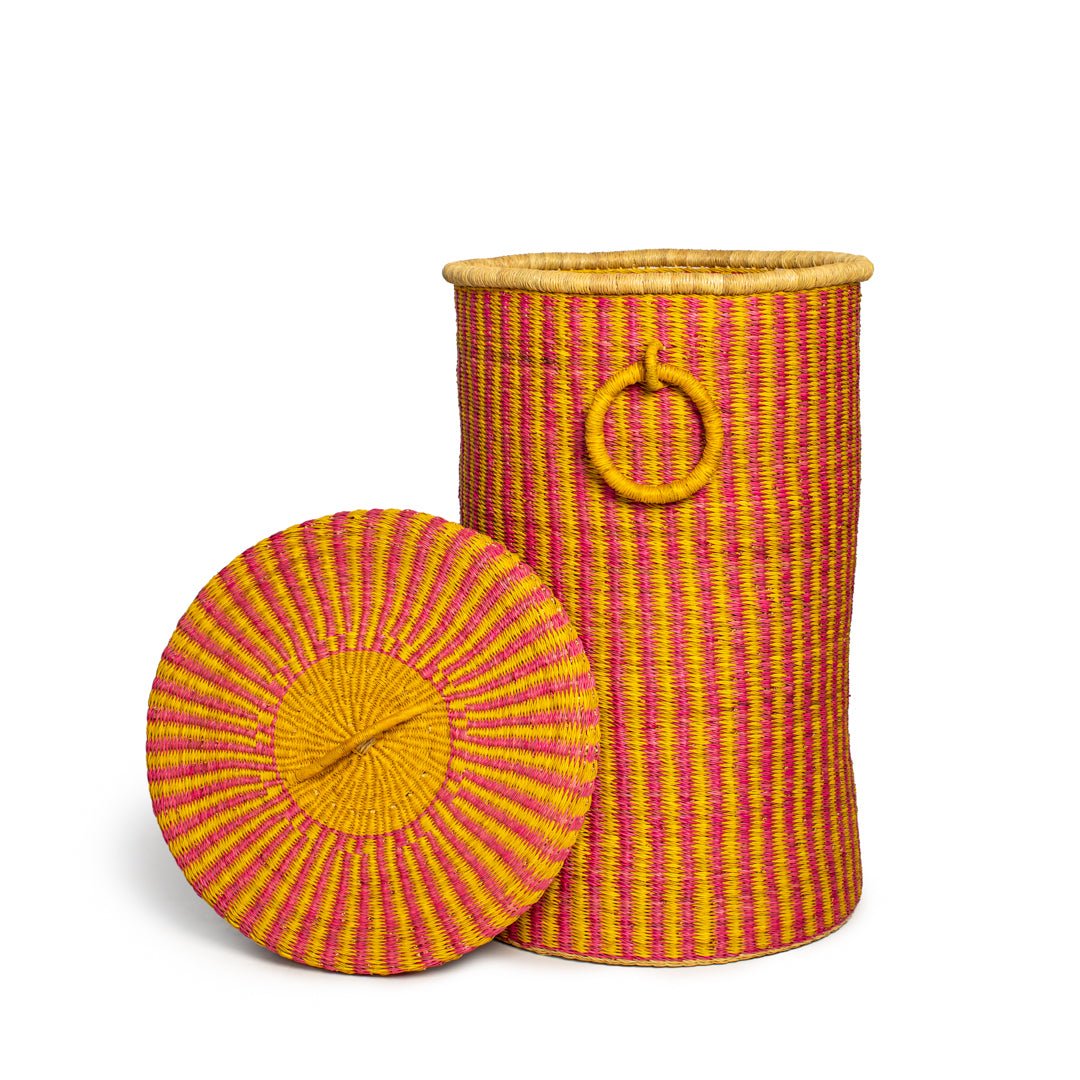Marigold Hand - Woven Lidded Laundry Basket - Zaarefolks