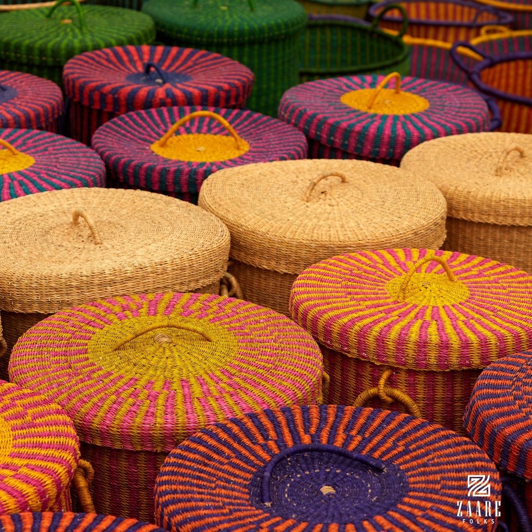 Natural Hand - Woven Lidded Laundry Basket - Zaarefolks