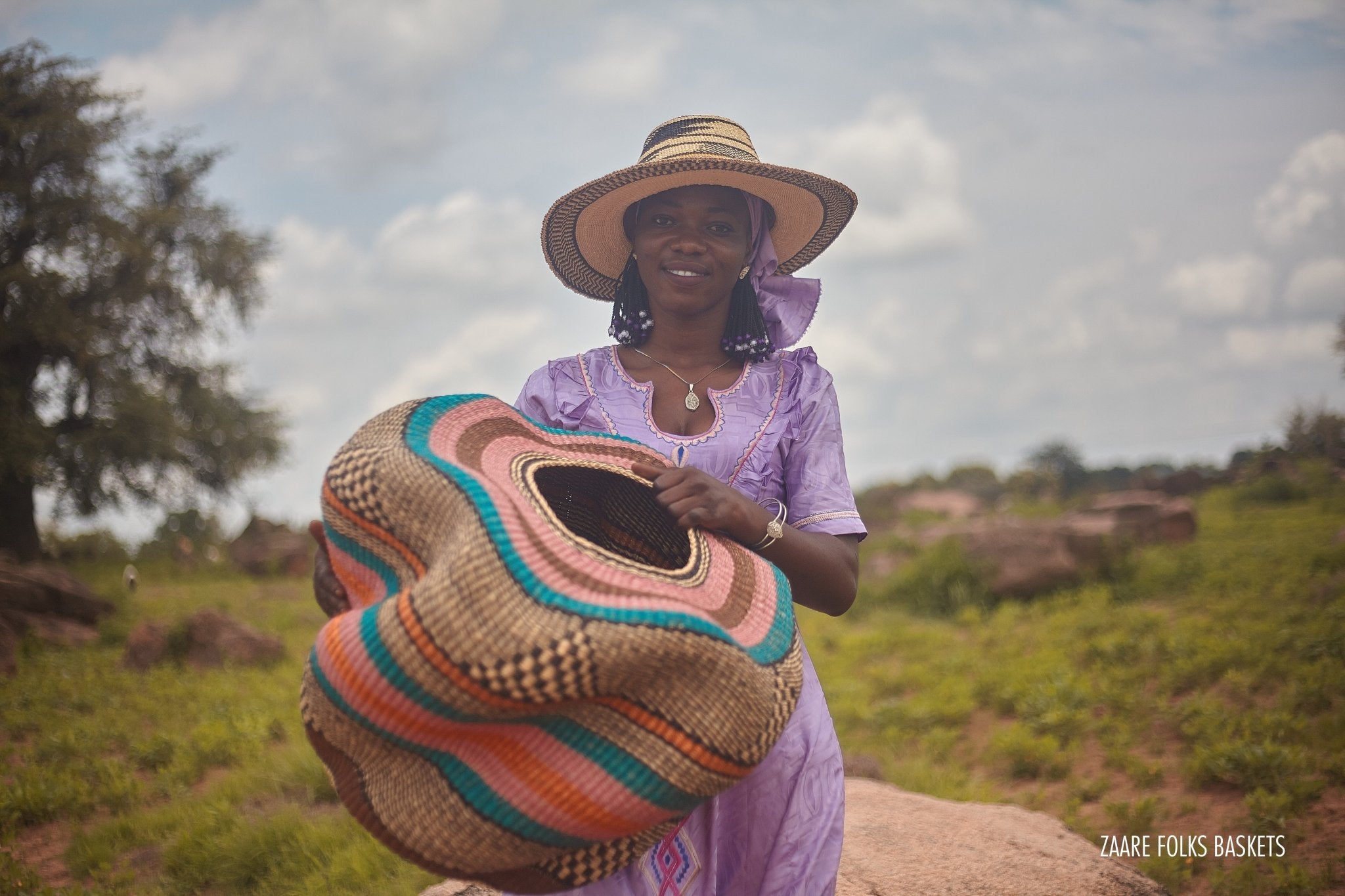 Rosa Hand-Woven Art Basket - Zaarefolks