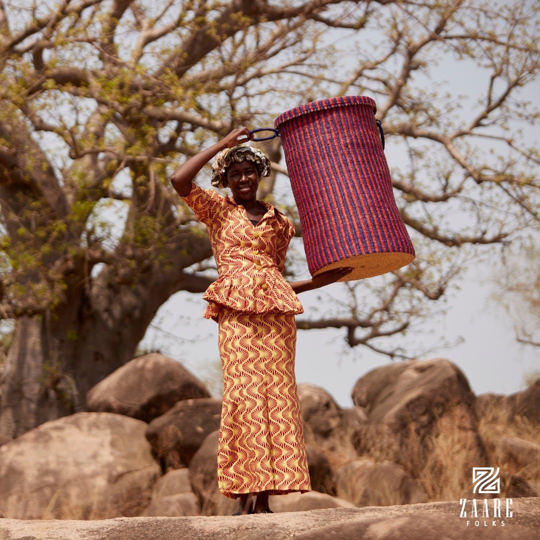 Wavra Hand - Woven Lidded Laundry Basket - Zaarefolks