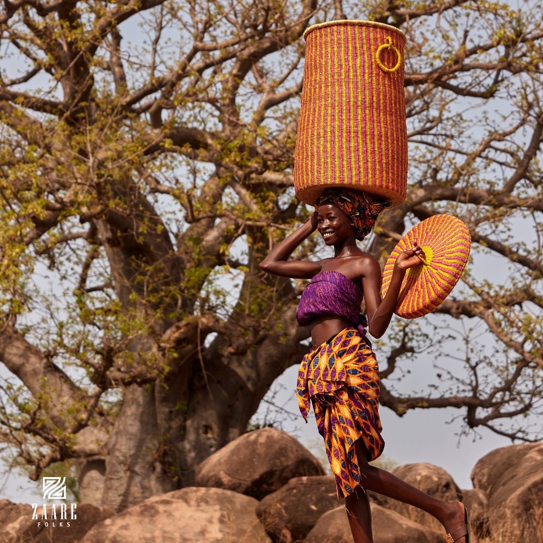 Marigold Hand - Woven Lidded Laundry Basket - Zaarefolks