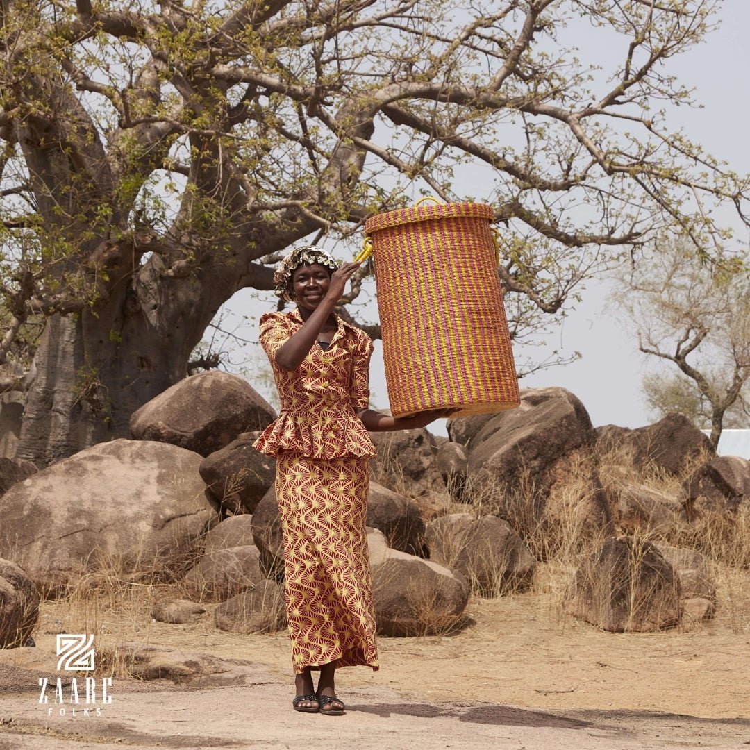 Marigold Hand - Woven Lidded Laundry Basket - Zaarefolks