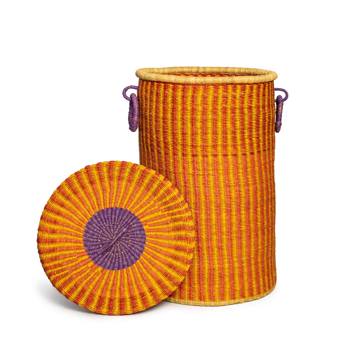 Sese Hand - Woven Lidded Laundry Basket - Zaarefolks
