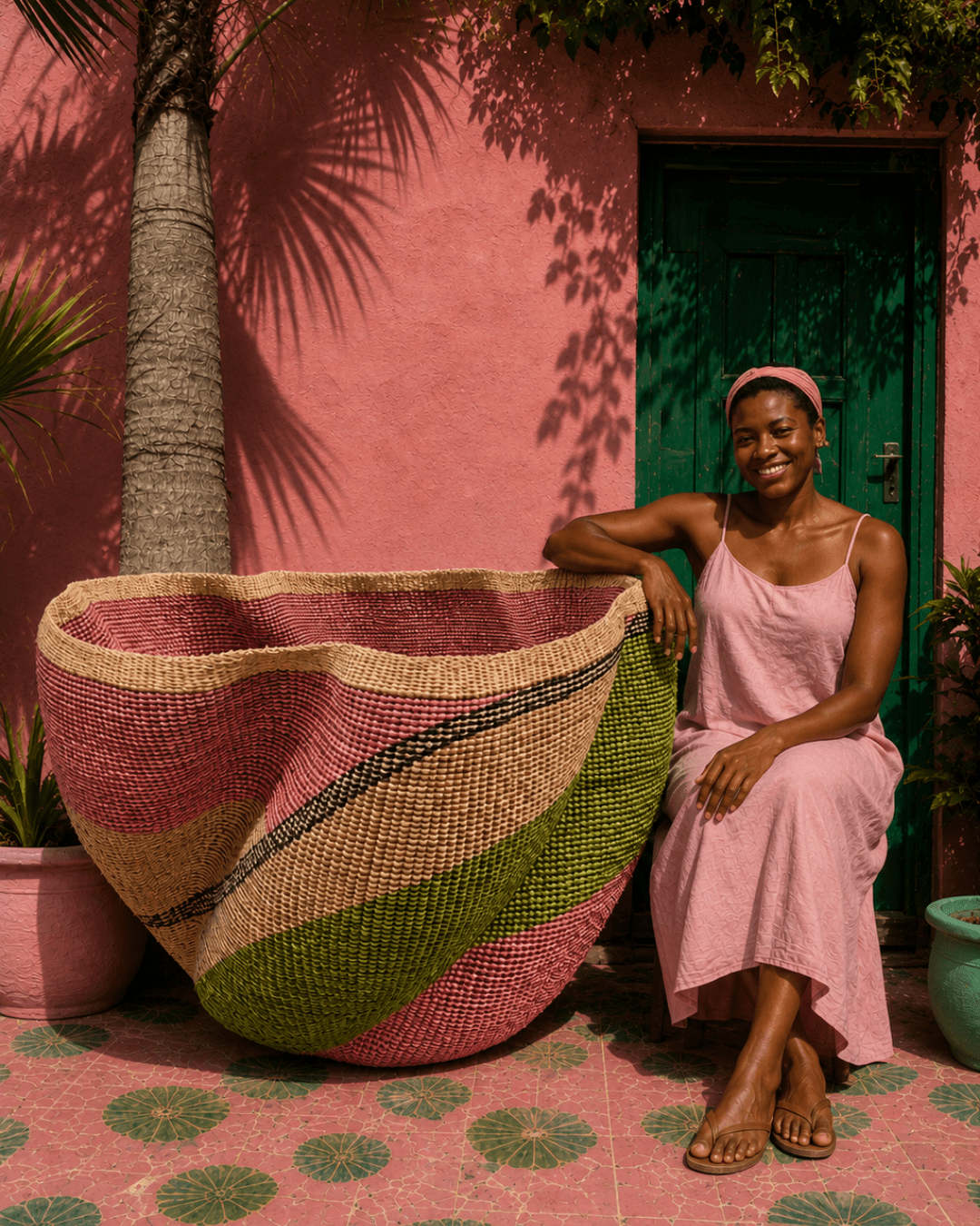 Solana Hand-Woven Art Basket - Zaarefolks