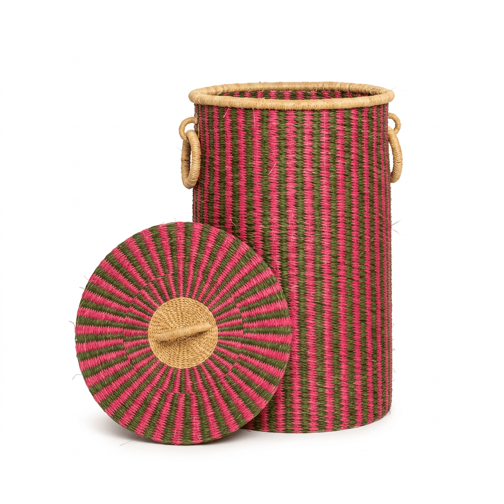 Solstice Hand-Woven Lidded Laundry Basket - Zaarefolks
