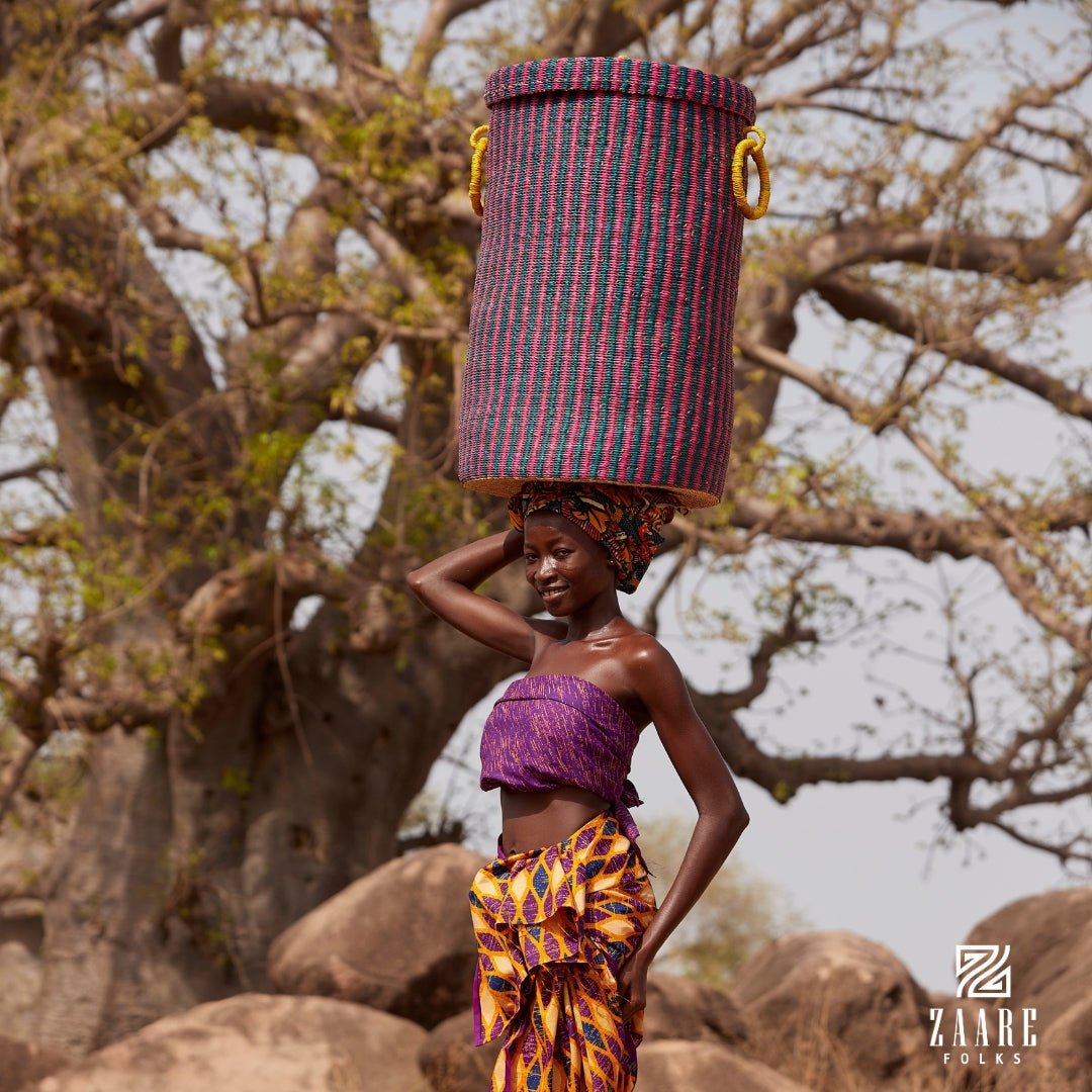 Violet Hand - Woven Lidded Laundry Basket - Zaarefolks