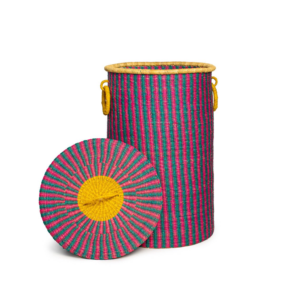 Violet Hand - Woven Lidded Laundry Basket - Zaarefolks