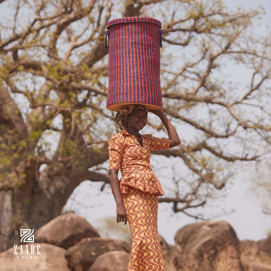 Wavra Hand - Woven Lidded Laundry Basket - Zaarefolks