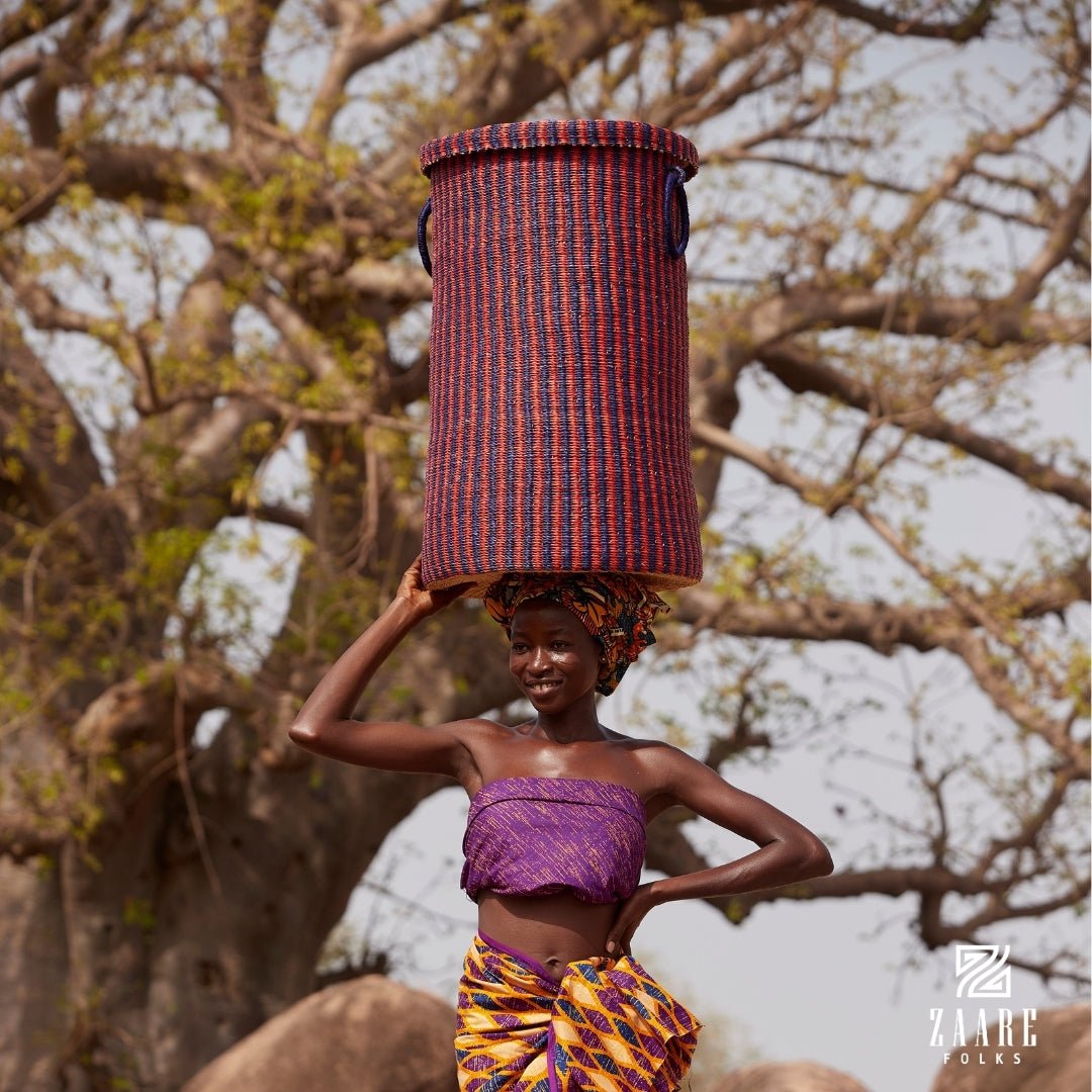 Wavra Hand - Woven Lidded Laundry Basket - Zaarefolks